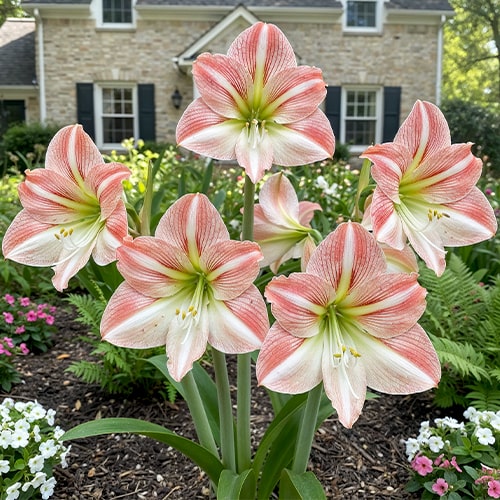 Flower Record amaryllis (Hippeastrum) with bicolour flowers